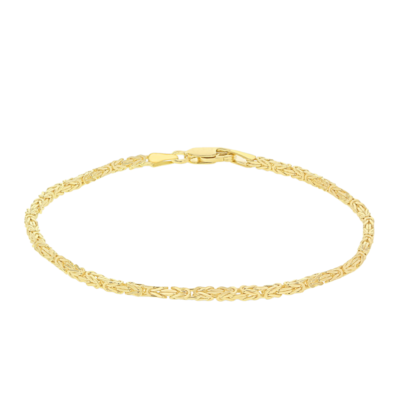 9ct Yellow Gold Mini Square Byzantine Chain Bracelet