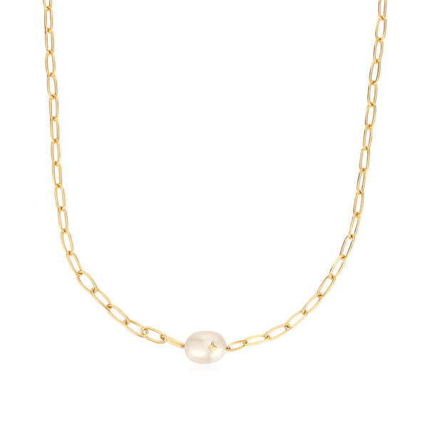 Ania Haie "Gold Pearl Sparkle Chunky Chain" Necklace