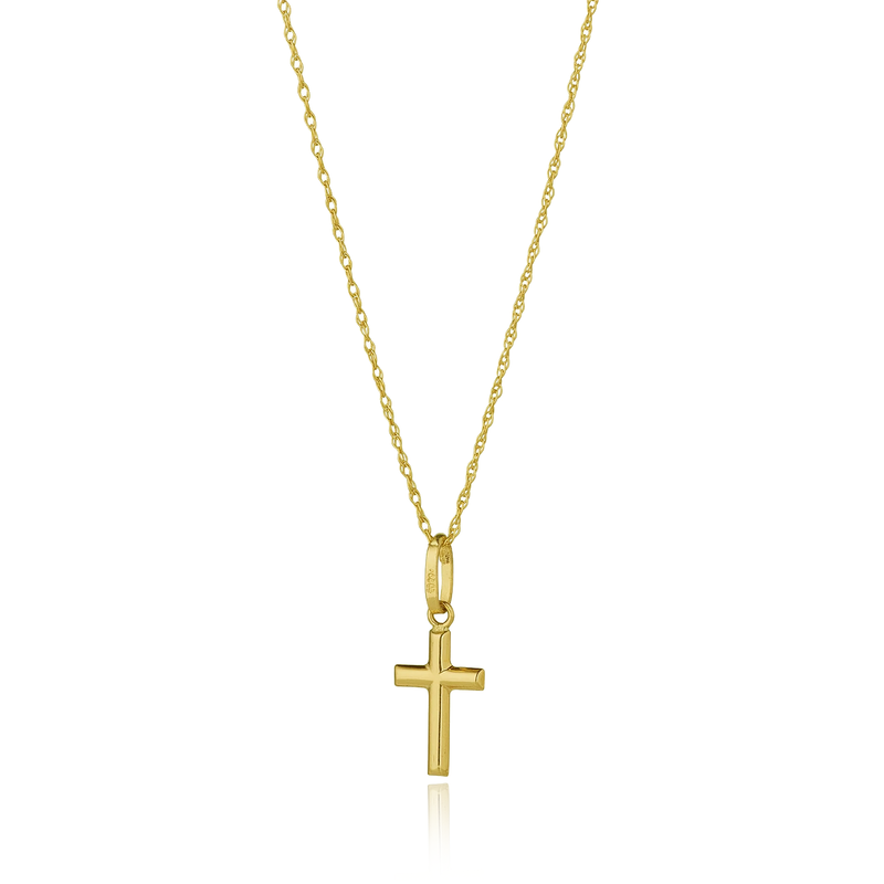 njo 9 carat yellow gold cross pendant necklace