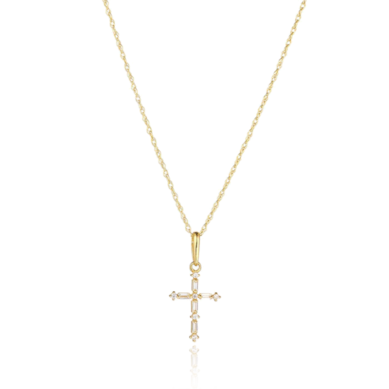 njo yellow gold cross cz cubic zirconia stones pendant necklace