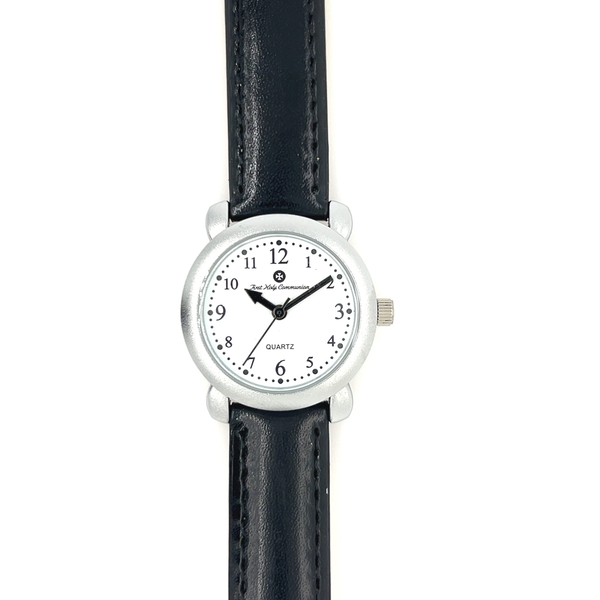 First Holly Communion Black Leather Watch