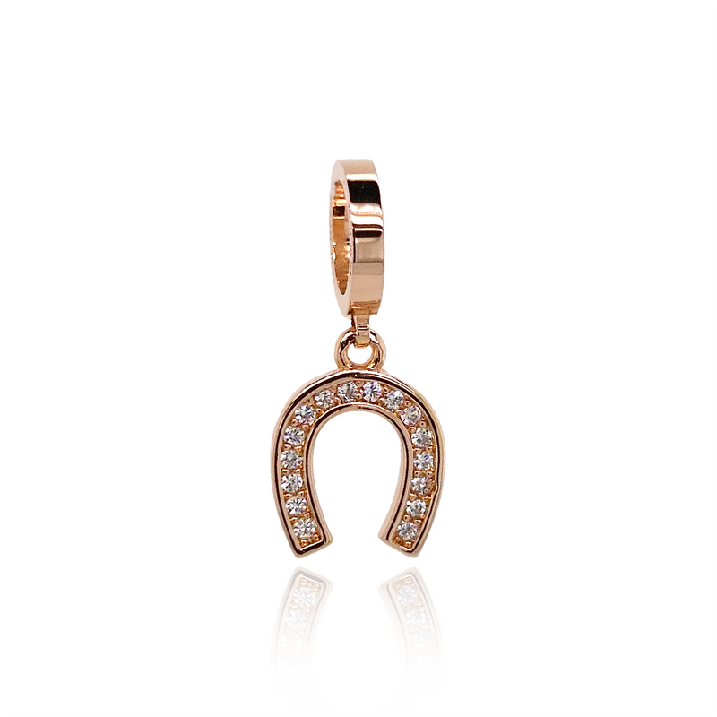 Rebecca Rose Gold CZ Horseshoe Charm