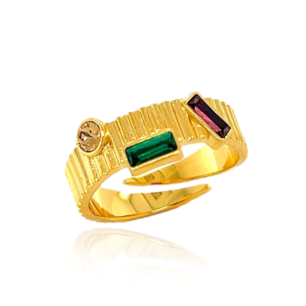 REBECCA Adjustable RING With Coloured Stones