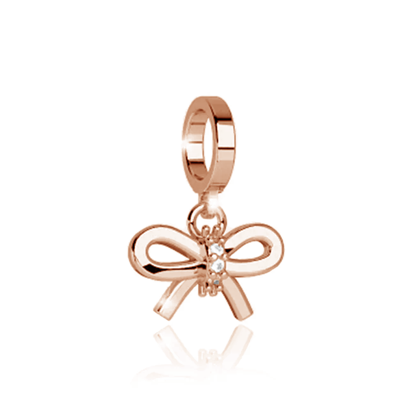 rebecca rose gold cz cubic zirconia stones bow charm