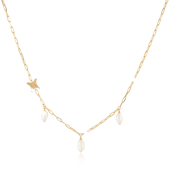 Rebecca Butterfly Pearl Necklace