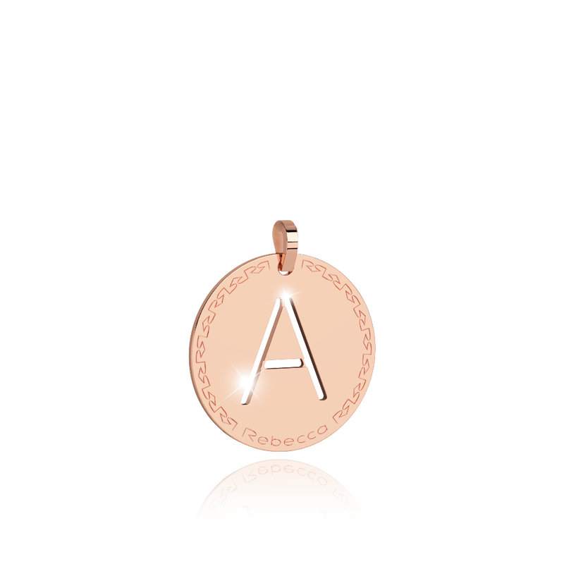 rebecca rose gold initial engraved pendant medal charm for bracelets and necklaces