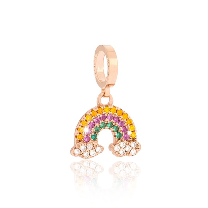 rebecca rose gold multicolour cz cubic zirconia stones rainbow charm