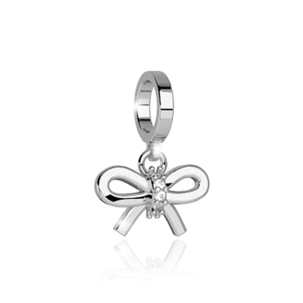 rebecca silver cz cubic zirconia stones bow charm