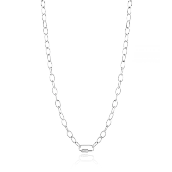 rebacca silver link chain cz cubic zirconia stones necklace