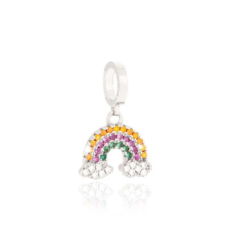 rebecca silver rainbow multicolour cz cubic zirconia stones charm