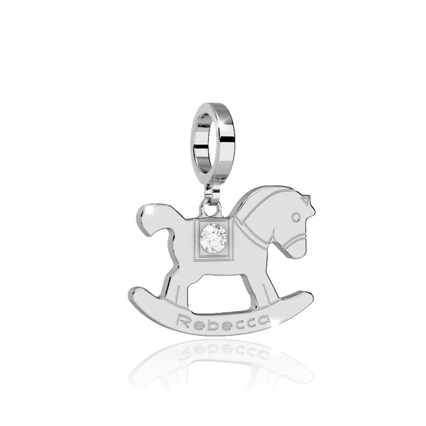 rebecca silver rocking horse cz cubic zirconia stone charm