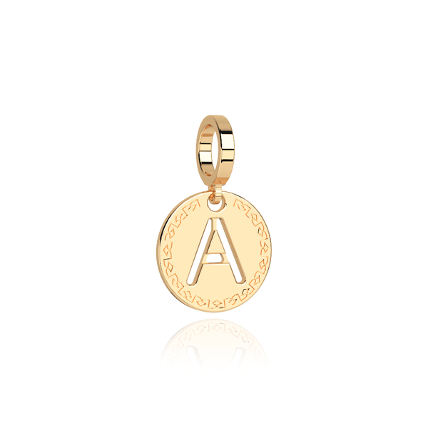 rebecca yellow gold initial name medal charm pendant