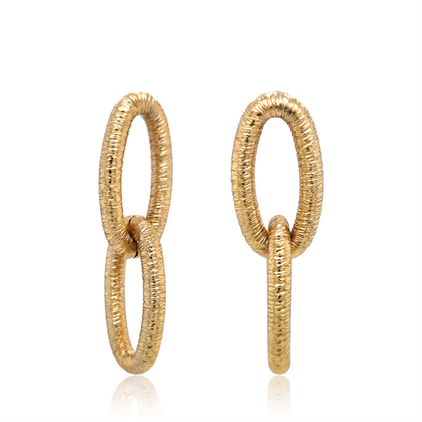 rebecca yellow gold textured chunky chain link stud earrings