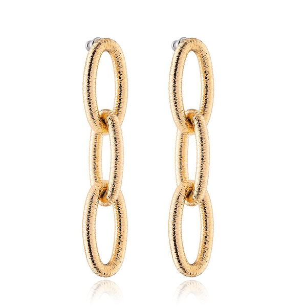 rebecca yellow gold textured chunky chain link stud earrings