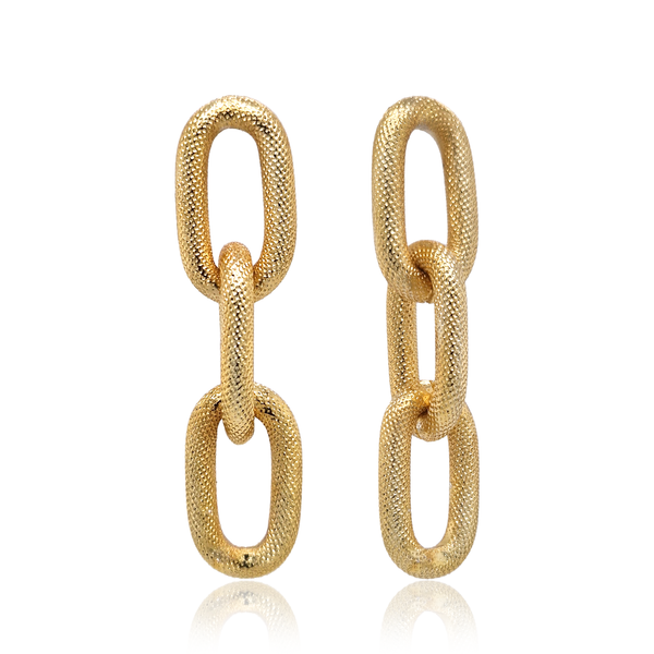 rebecca yellow gold textured chunky chain link stud earrings