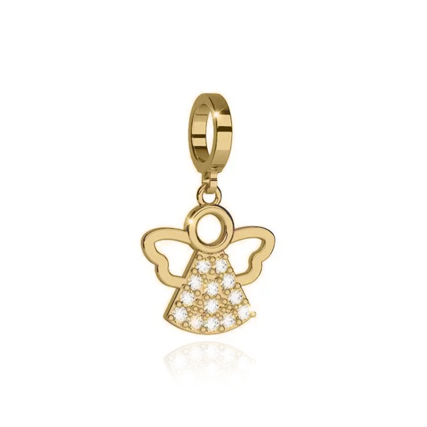 rebecca yellow gold cz cubic zirconia stones angel charm