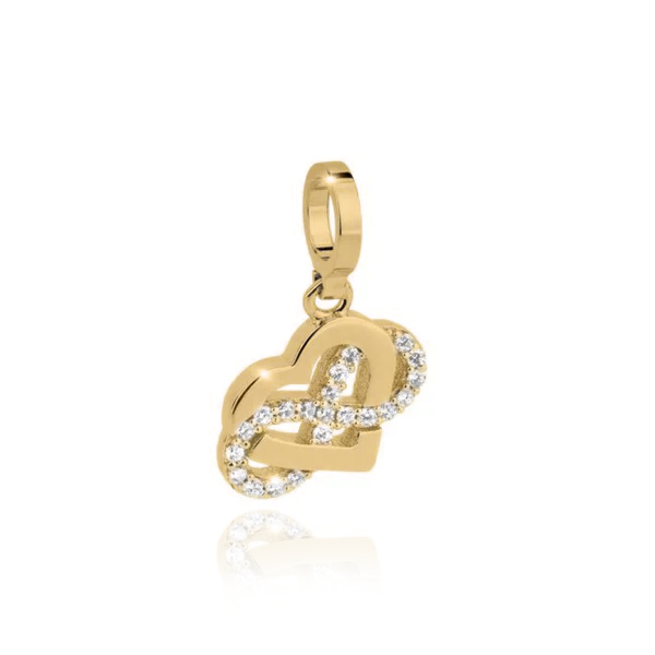 rebecca yellow gold cz cbic zirconia stones infinity heart charm