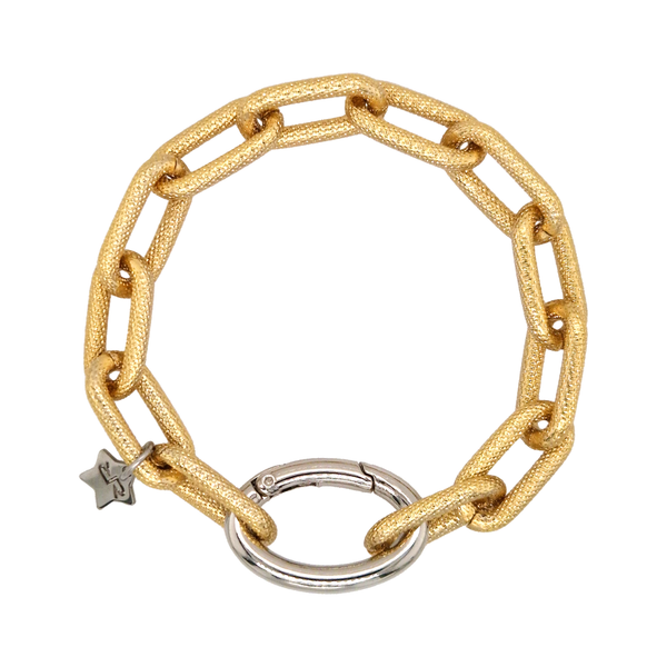 rebecca yellow gold silver chunky chain link stay charm bracelet