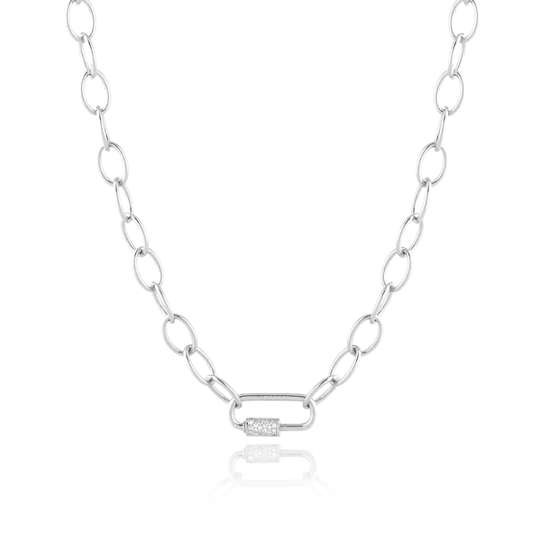 rebecca silver link chain cz cubic zirconia stones necklace