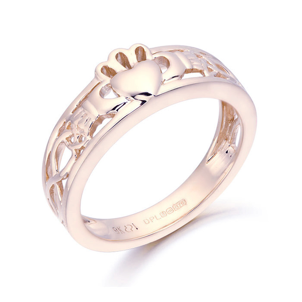 Rose Gold Claddagh Ring With Celtic Knot
