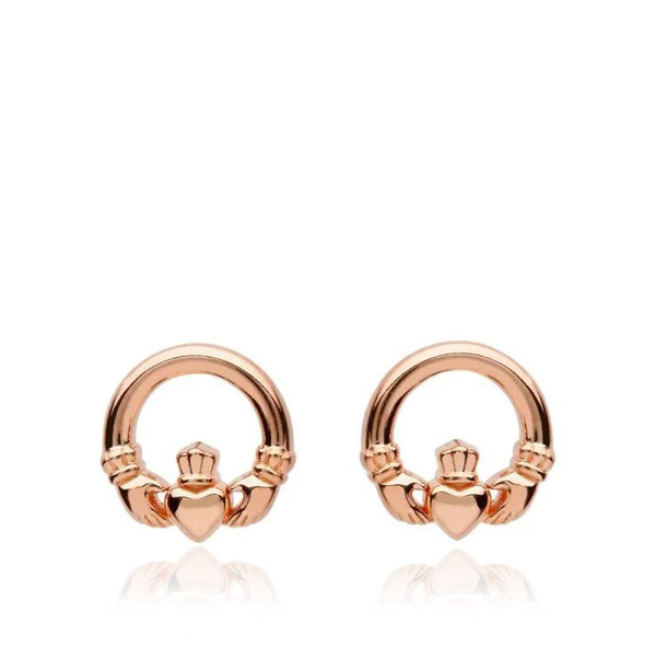 rose gold claddagh studs earrings