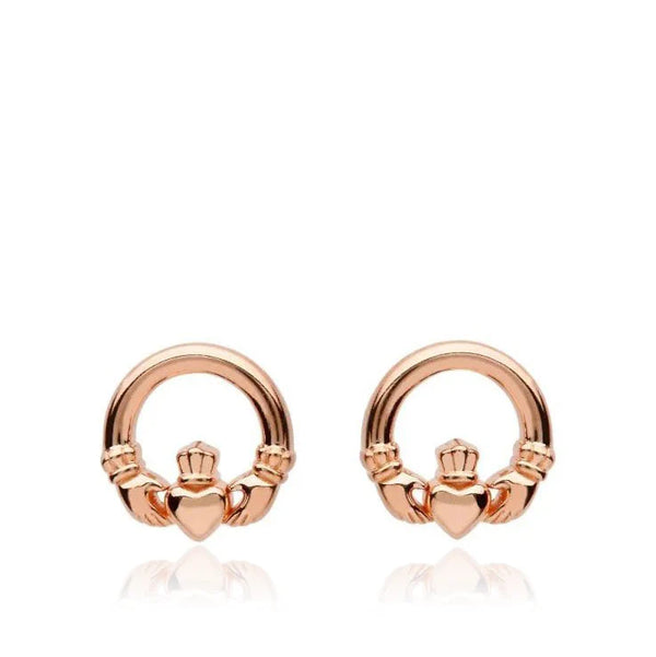 Rose Gold Claddagh Stud Earrings