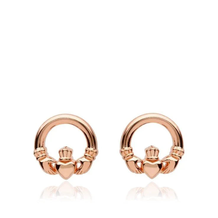 Rose Gold Claddagh Stud Earrings