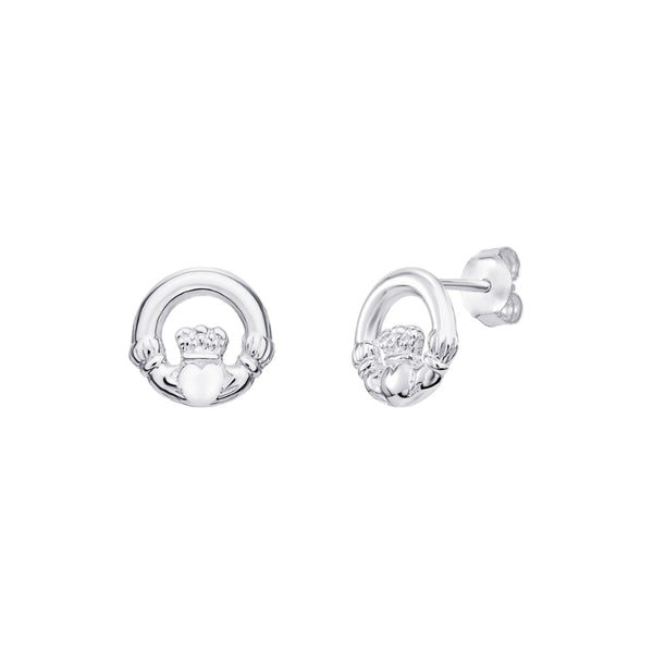 Silver Claddagh Stud Earrings