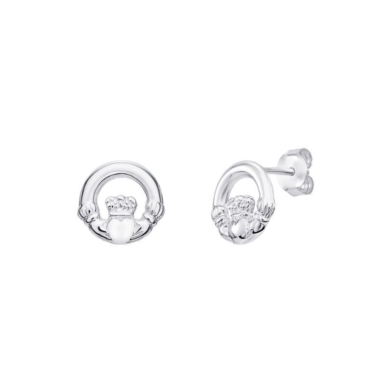 Silver Claddagh Stud Earrings