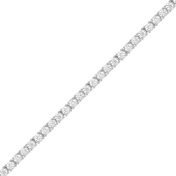Sterling Silver 2mm CZ Tennis Bracelet with Extension Chain