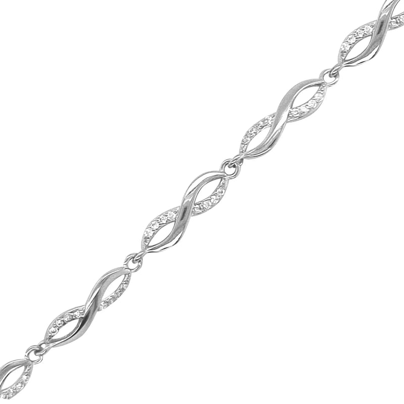 Sterling Silver CZ Half and Half Infinity Bracelet with Extension Chain