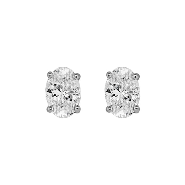 Sterling Silver 6mm 4 Claw Oval CZ Stud Earring