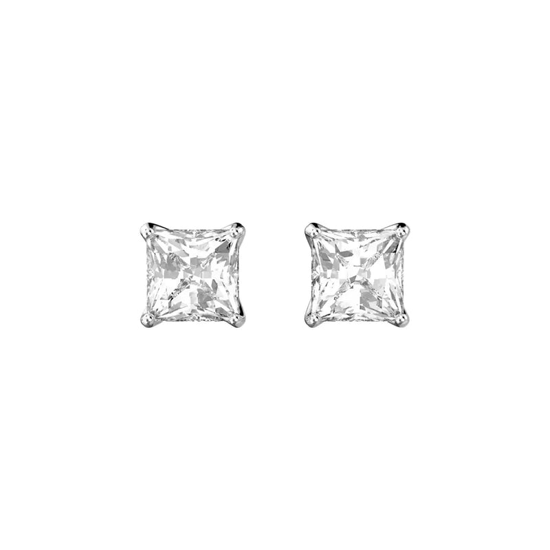 Sterling Silver 6mm 4 Claw Square CZ Stud Earring