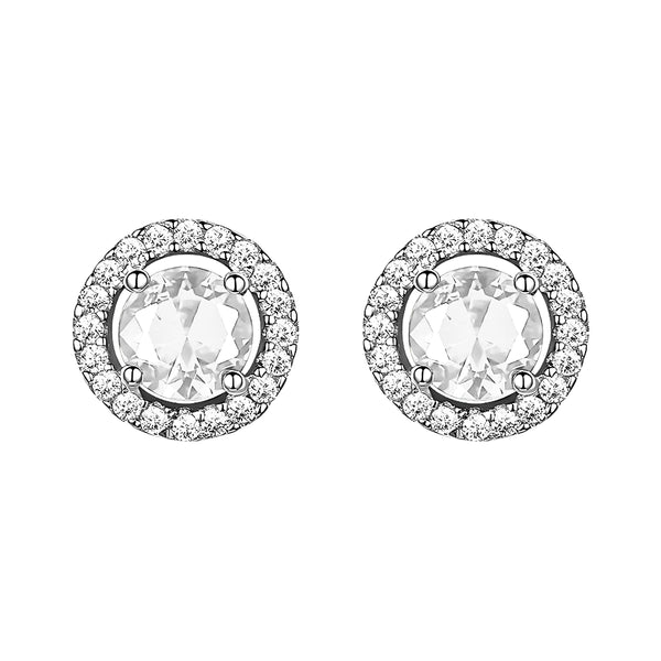 Sterling Silver White CZ Stud Earrings