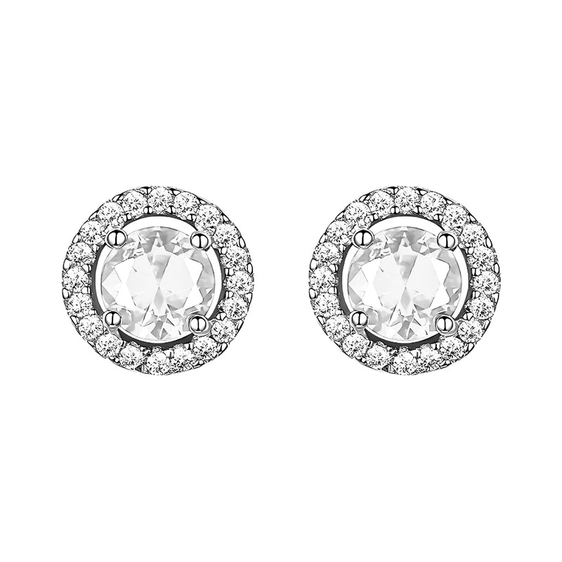 Sterling Silver White CZ Stud Earrings
