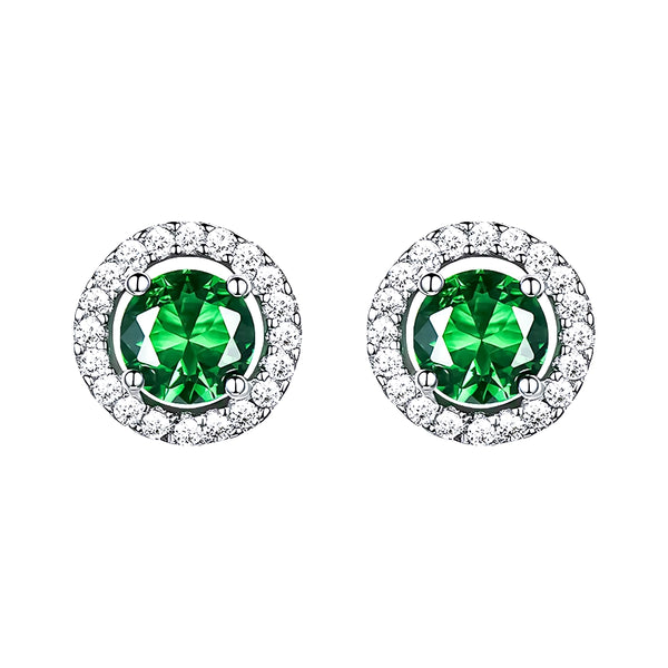 Sterling Silver Green CZ Stud Earrings