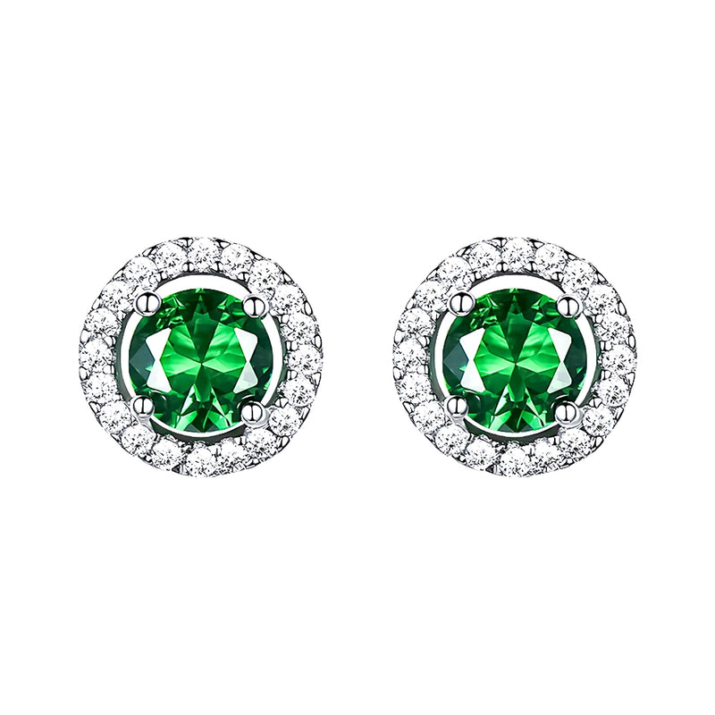 Sterling Silver Green CZ Stud Earrings