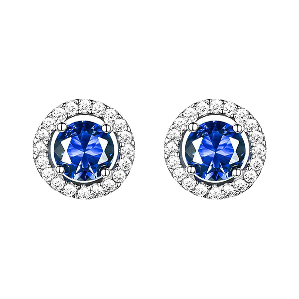 Sterling Silver Blue CZ Stud Earrings