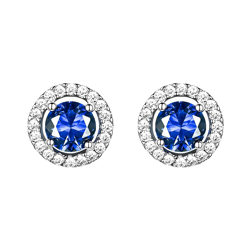 Sterling Silver Blue CZ Stud Earrings