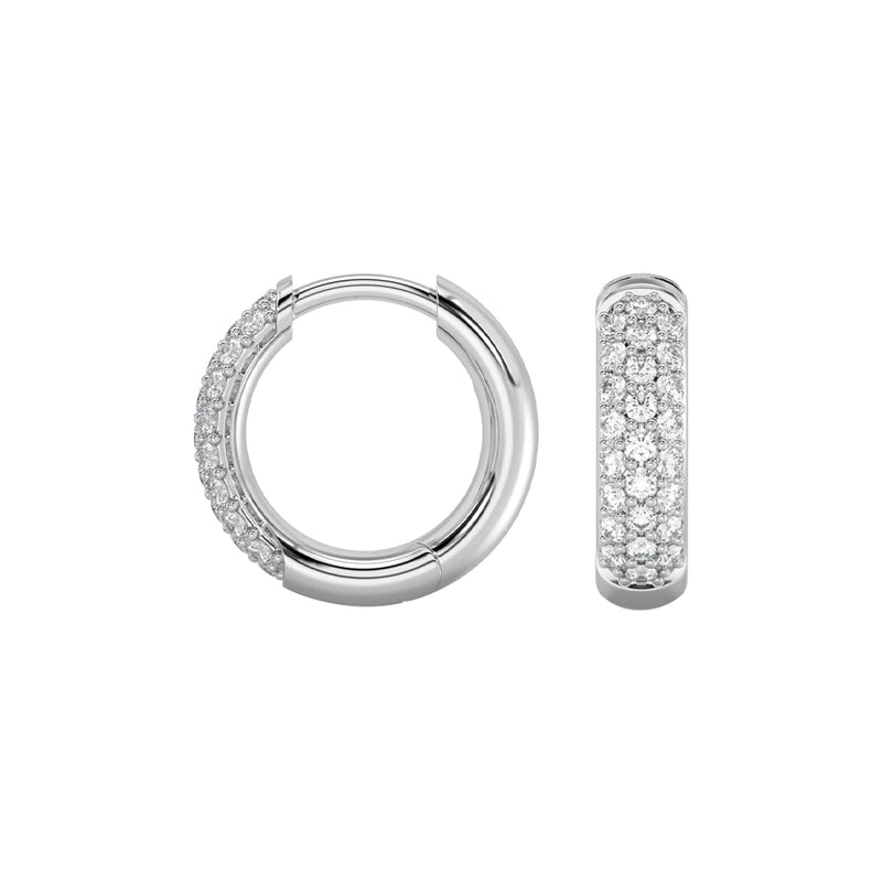 Sterling Silver CZ 3 x 12mm Hoop Earrings