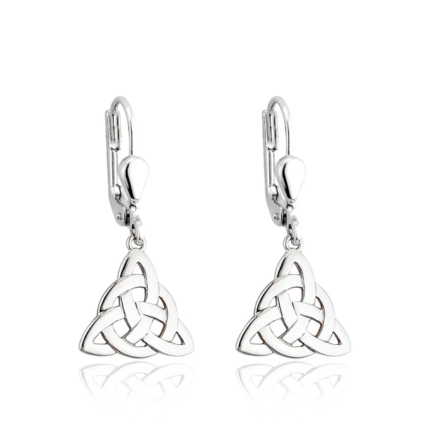 sterling silver celtic trinity knot drop earrings