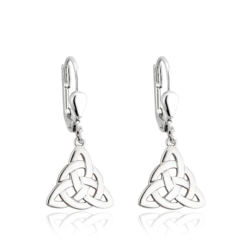 sterling silver celtic trinity knot drop earrings