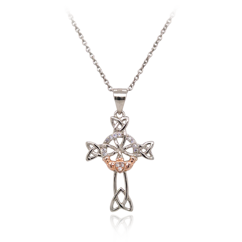 Silver Celtic & Claddagh 2Tone Necklace