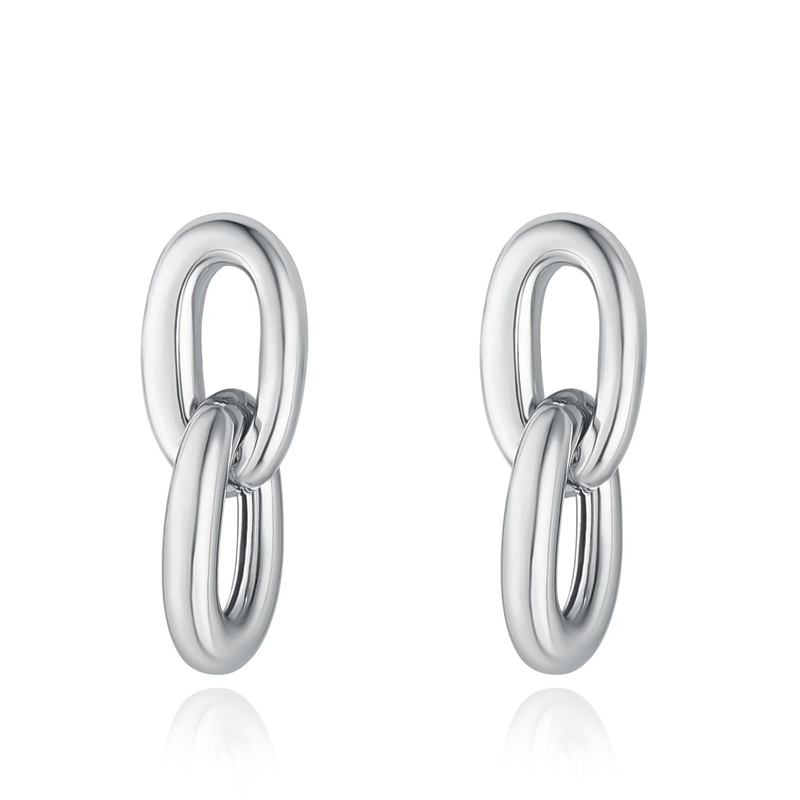 sterling silver double link chain earrings