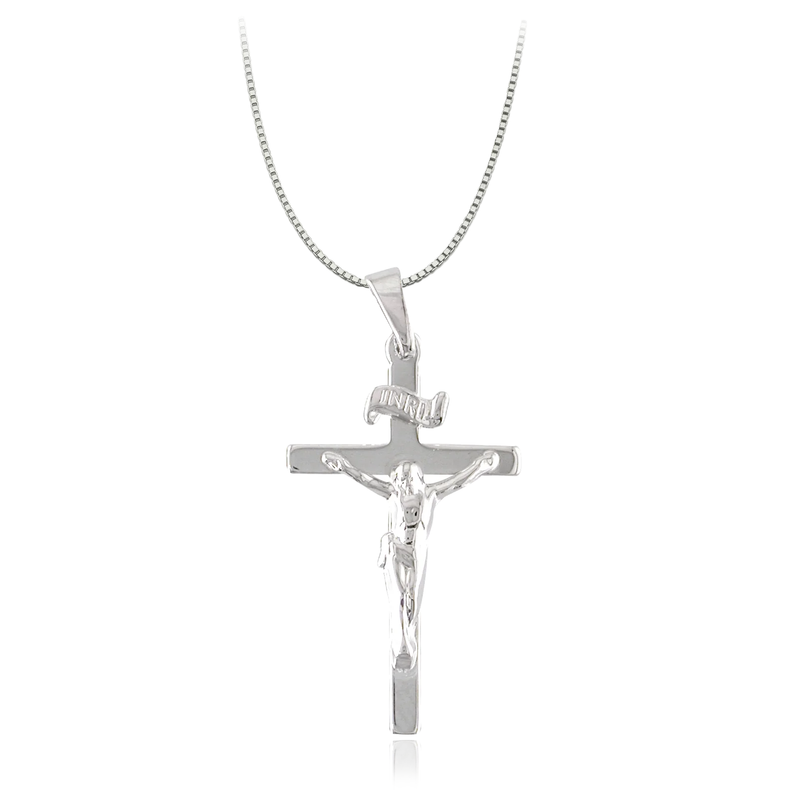 sterling silver crucifixion cross pendant necklace