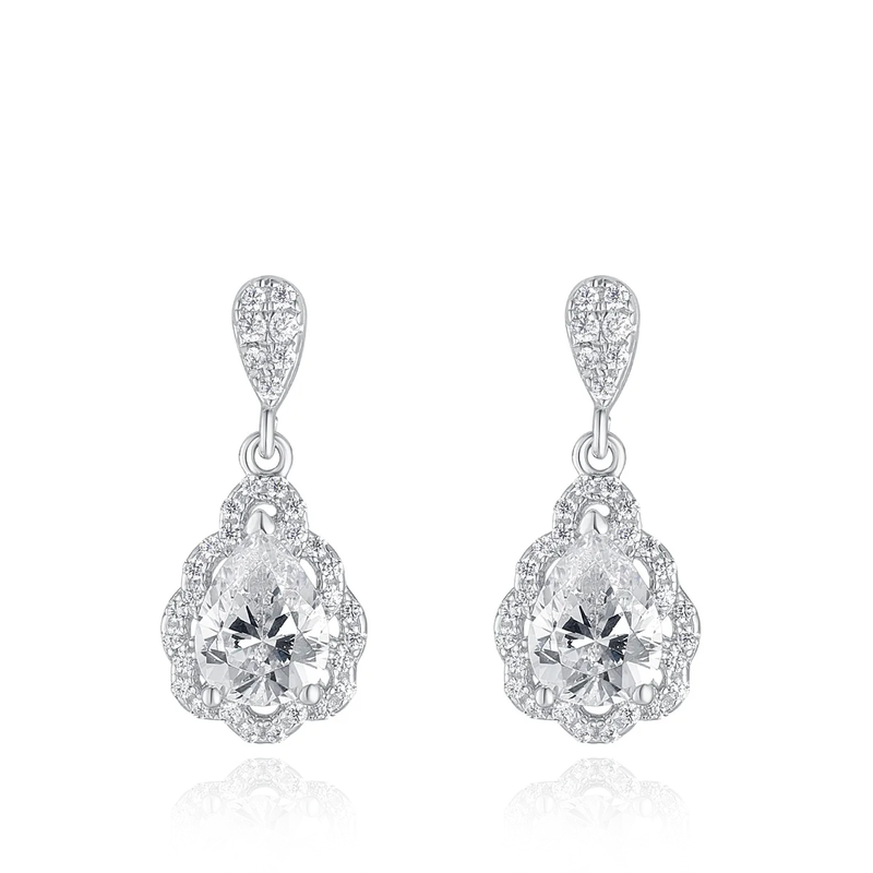 sterling silver cz cubic zirconia stones drop earrings