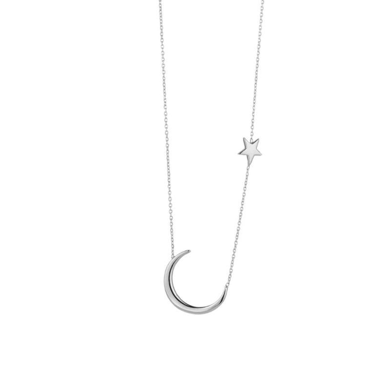 Sterling Silver Moon and Star Necklet

