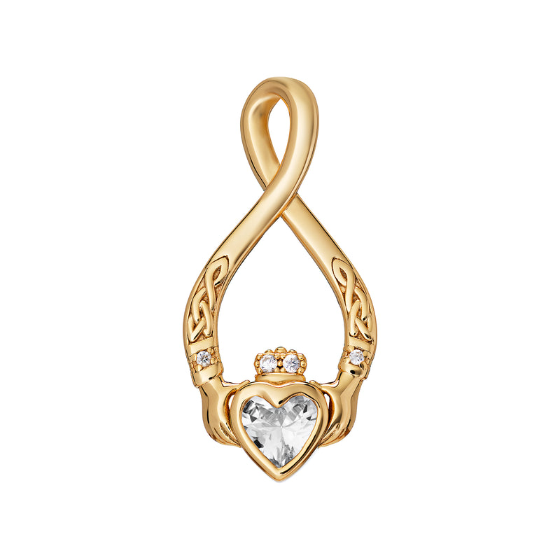 Silver Yellow Gold Plated Celtic Claddagh Pendant