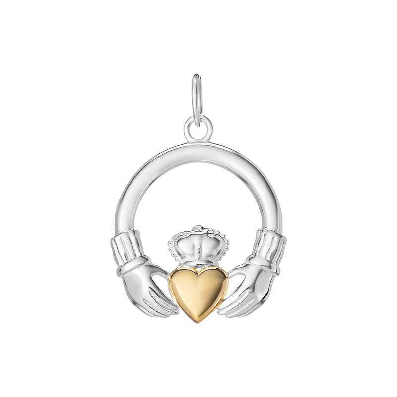 Silver Claddagh Pendant with Gold Heart
