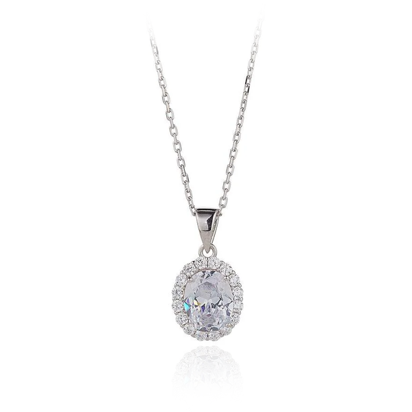 sterling silver and cz cubic zirconia stones cluster pendant necklace